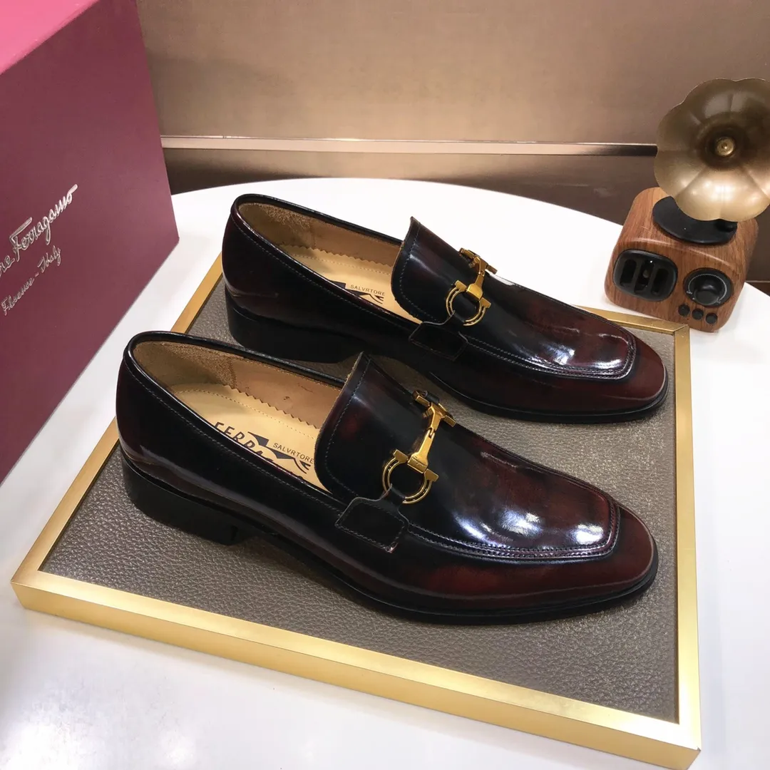 Men's shoes 💰500💰 [Ferragamo/Ferragamo] The latest model in the counter. Original imported high-quality cowhide with open sides + imported 🐂 water-dyed cowhide lining + original luxury metal buckle + original combination outsole. Comparison without pressure 38--45 (45 is custom-made and cannot be returned or exchanged)